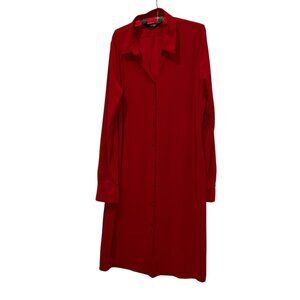 Norma Kamali Scarlet Button-Down Midi Dress